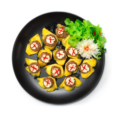 Thai Appetizer Pineapple Fruits Served with Sweet and Savory Peanut and Minced Pork Sauce