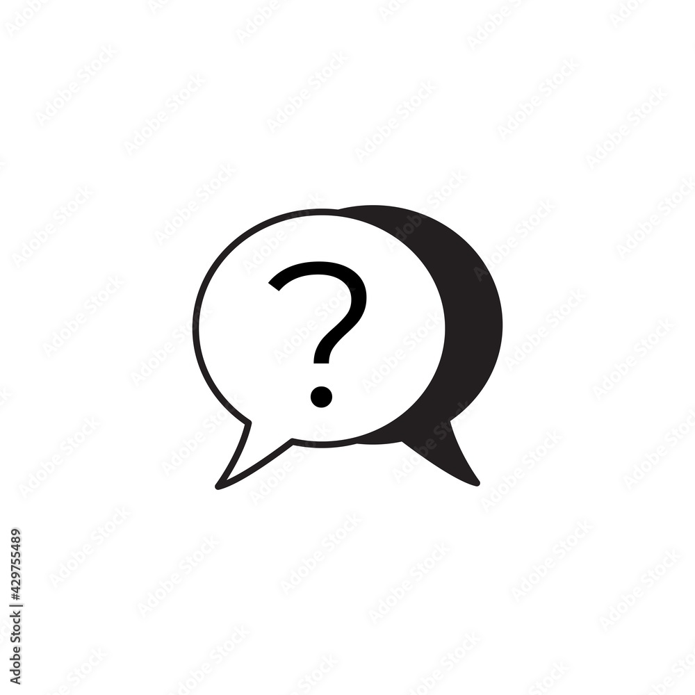 Poster Flat style chat vector icon with question mark