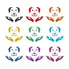 Dog Hand Logo isolated on white background color set