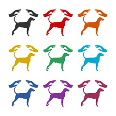 Dog Hand Logo isolated on white background color set
