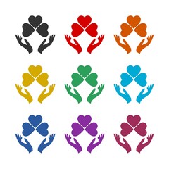 Shamrock icon isolated on white background color set