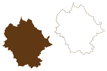 Limburg-Weilburg district (Federal Republic of Germany, rural district Giessen region, State of Hessen, Hesse, Hessia) map vector illustration, scribble sketch Limburg Weilburg map