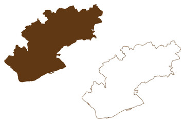 Rheingau-Taunus district (Federal Republic of Germany, rural district Darmstadt region, State of Hessen, Hesse, Hessia) map vector illustration, scribble sketch Rheingau Taunus Kreis map