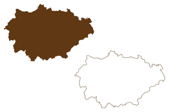 Marburg-Biedenkopf district (Federal Republic of Germany, rural district Giessen region, State of Hessen, Hesse, Hessia) map vector illustration, scribble sketch Marburg Biedenkopf map