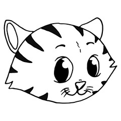 Cartoon cute kitten. Vector illustration of a striped cat.