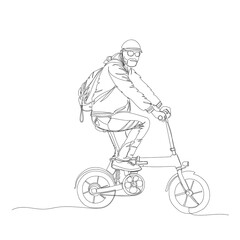 cyclist. a man on a bicycle. linear vector illustration. one line. continuous line