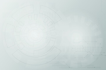 Abstract Grey Technology background with line circle and light. Mechanical engineering template with line and dot connection. Big Data structure with abstract design. 