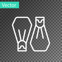 White line Rubber flippers for swimming icon isolated on transparent background. Diving equipment. Extreme sport. Sport equipment. Vector