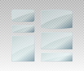 Glass plates isolated. Vector illustration. Transparent banners set.