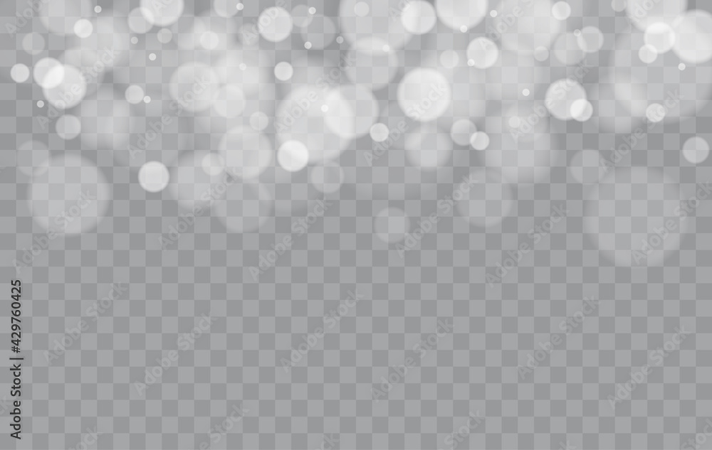 Poster bokeh lights isolated. transparent blurred shapes. abstract light effect. vector illustration