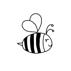 Cute bee cartoon vector isolated