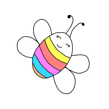 Cute bee cartoon vector isolated