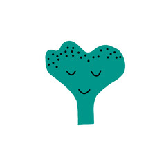 Cute hand drawn broccoli mascot design character, vector