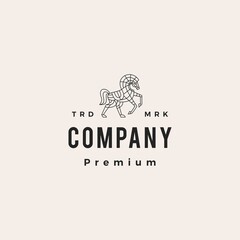 horse monoline hipster vintage logo vector icon illustration