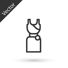 Grey line Woman dress icon isolated on white background. Clothes sign. Vector