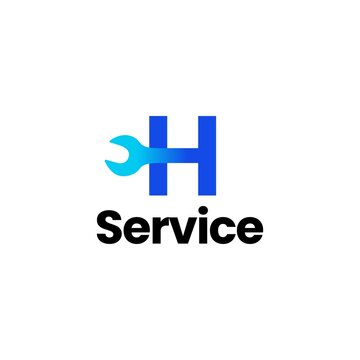 h letter wrench service logo vector icon illustration