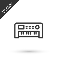 Grey line Music synthesizer icon isolated on white background. Electronic piano. Vector