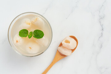 Lychee in Syrup on white background