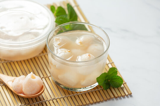 Lychee in Syrup on white background