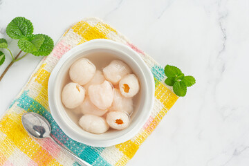 Lychee in Syrup on white background