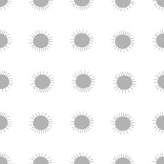 Sunny dots minimalistic abstract vector seamless pattern. Neutral grey sun polka dots decorative background. Solar shapes geometric bohemian vibes print design. 