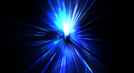 Futuristic lens flare. Light explosion star with glowing particles and lines. Beautiful abstract rays background.