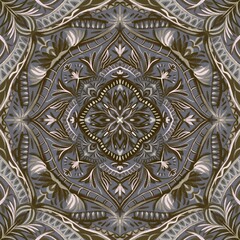 Background with the image of a beautiful mandala. A vintage decorative element suitable for the design of pillows, paintings, covers, decor elements, textiles. Islam, Arabic, Indian motives.
