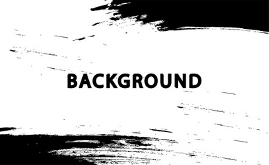 Grunge background banner template. Brush black paint ink stroke abstract texture. Vector illustration.