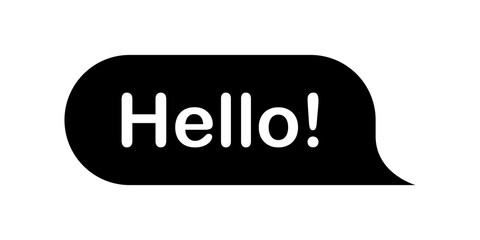 Hello, Hi quote bubble message. Speech Word Hello. Greeting text sign. Black bubble Isolated on white background. Vector illustration. © Bohdan