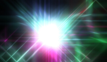 Glowing colorful light flare. Vibrant energy background. Rays of light with ethereal glow. Beautiful wallpaper.