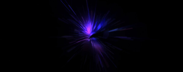 Futuristic lens flare. Light explosion star with glowing particles and lines. Beautiful abstract rays background.