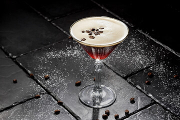 Coffee cocktail on a gray background