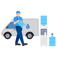 Man delivering water bottle