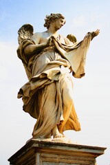Rome. Vatican. September 9,2019 Angel statue on Ponte Sant'Angelo, Italy.