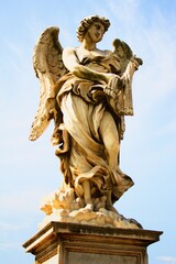 Obraz premium Rome. Vatican. September 9,2019 Angel statue on Ponte Sant'Angelo, Italy.