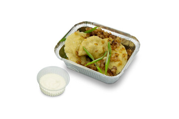 Dumplings with potato and fried onion.