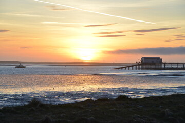 Sun Set over Piel Island, Barrow in Furness, Cumbria, England, UK