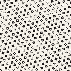 Seamless chaotic patterns. Randomly scattered geometric shapes. Abstract retro background design