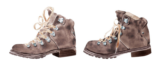 A set of watercolor illustrations with various things and accessories for men's wardrobe
