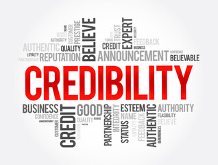 Credibility word cloud collage, business concept background