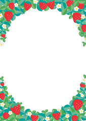 いちごのフレーム　縦 白バック 上下 A 文字なし