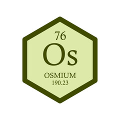Os Osmium Transition metal Chemical Element Periodic Table. Hexagon vector illustration, simple clean style Icon with molar mass and atomic number for Lab, science or chemistry education.