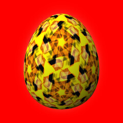 Obraz premium Happy Easter, Artfully designed and colorful 3D easter egg, 3D illustration on red