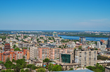 Birds eye view of rooftops of Dnipro city