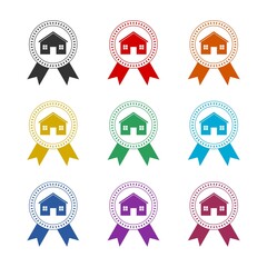 House badge icon isolated on white background color set