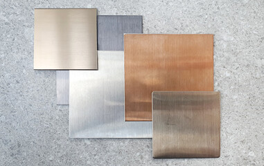 multi colored of hairline aluminium plate samples containg gold ,silver ,nickle silver ,copper...