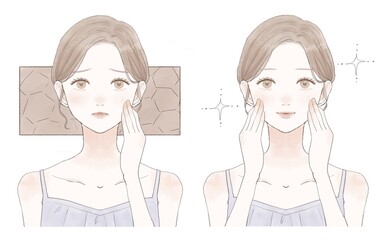 女性　乾燥肌　ビフォーアフター