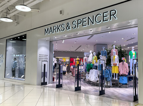 The entrance to a Marks & Spencer store in one of many shopping malls in Moscow.
