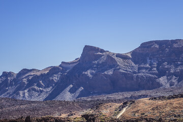 Dramatic moon-like scenery (Paisaje Lunar) at Las Canadas caldera in Teide National Park (Parque nacional del Teide). Tenerife, Canary Islands, Spain.