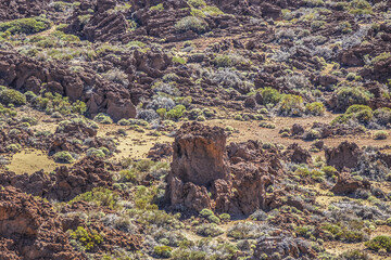 Dramatic moon-like scenery (Paisaje Lunar) at Las Canadas caldera in Teide National Park (Parque...